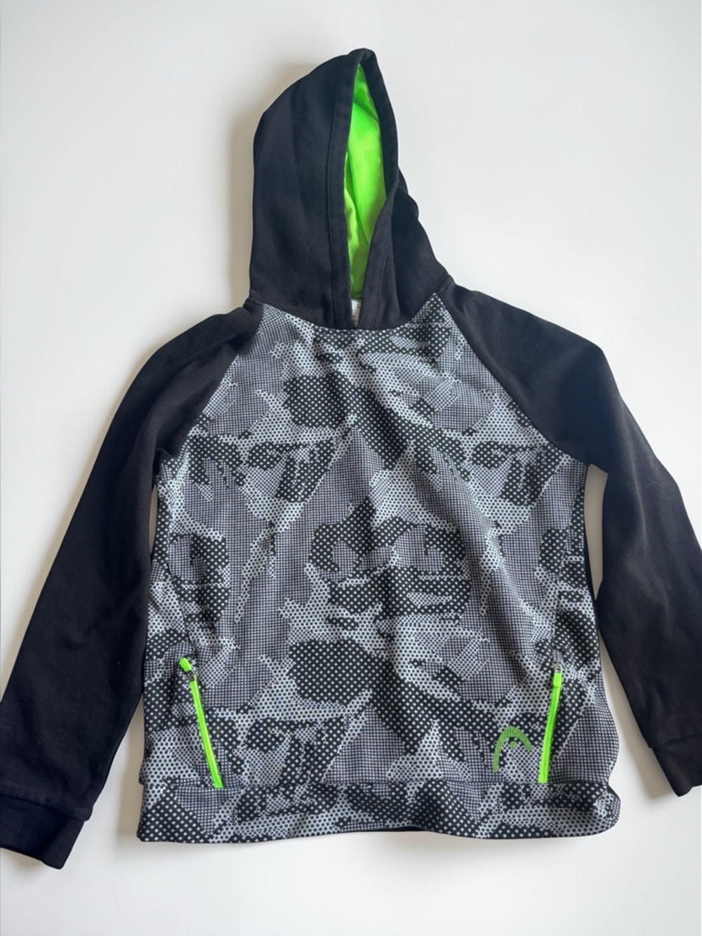 Head Kids Black and Grey Athletic Pullover Hoodie Medium